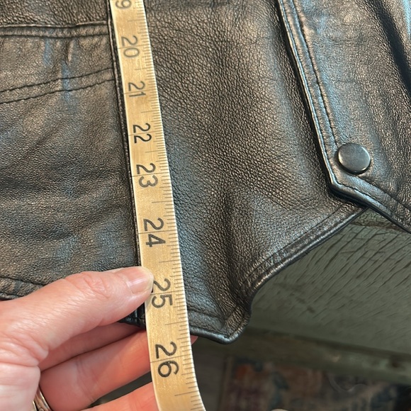 LEATHER MOTORCYCLE VEST AMERICAN FLAG BACK APPLIQUE & PATCH CL - Picture 5 of 5